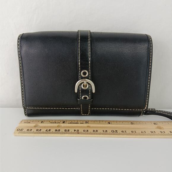 Coach Buttery Soft Black Bi-Fold Wallet Silver Hardware - Picture 8 of 11